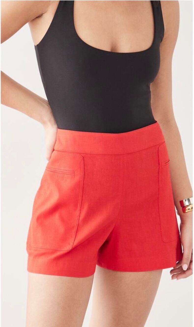 Theory Mini Utility Red Shorts, Size 2